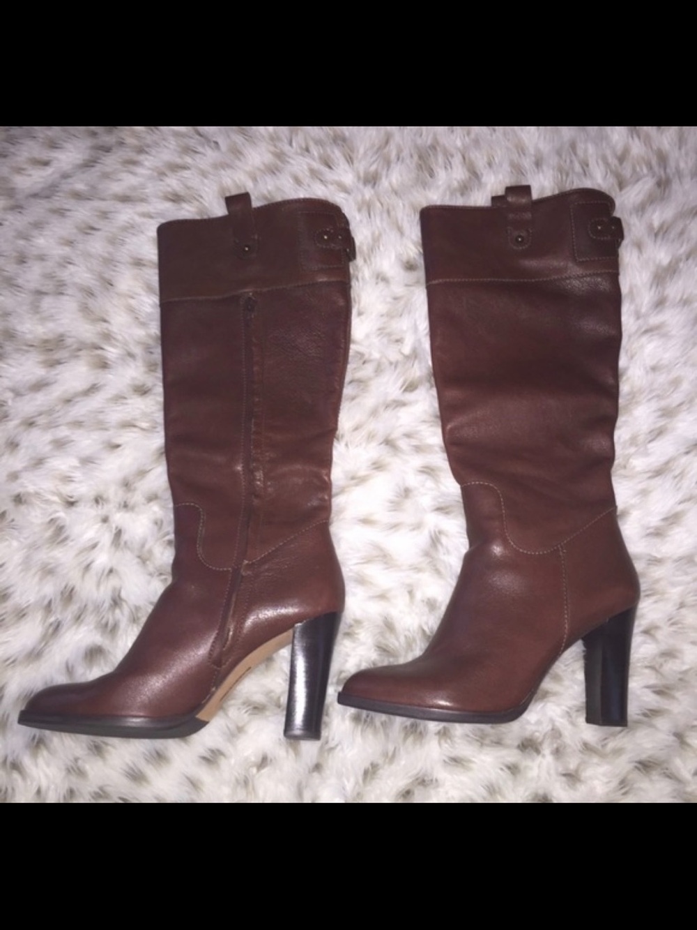 New soft leather chocolate brown knee high boots